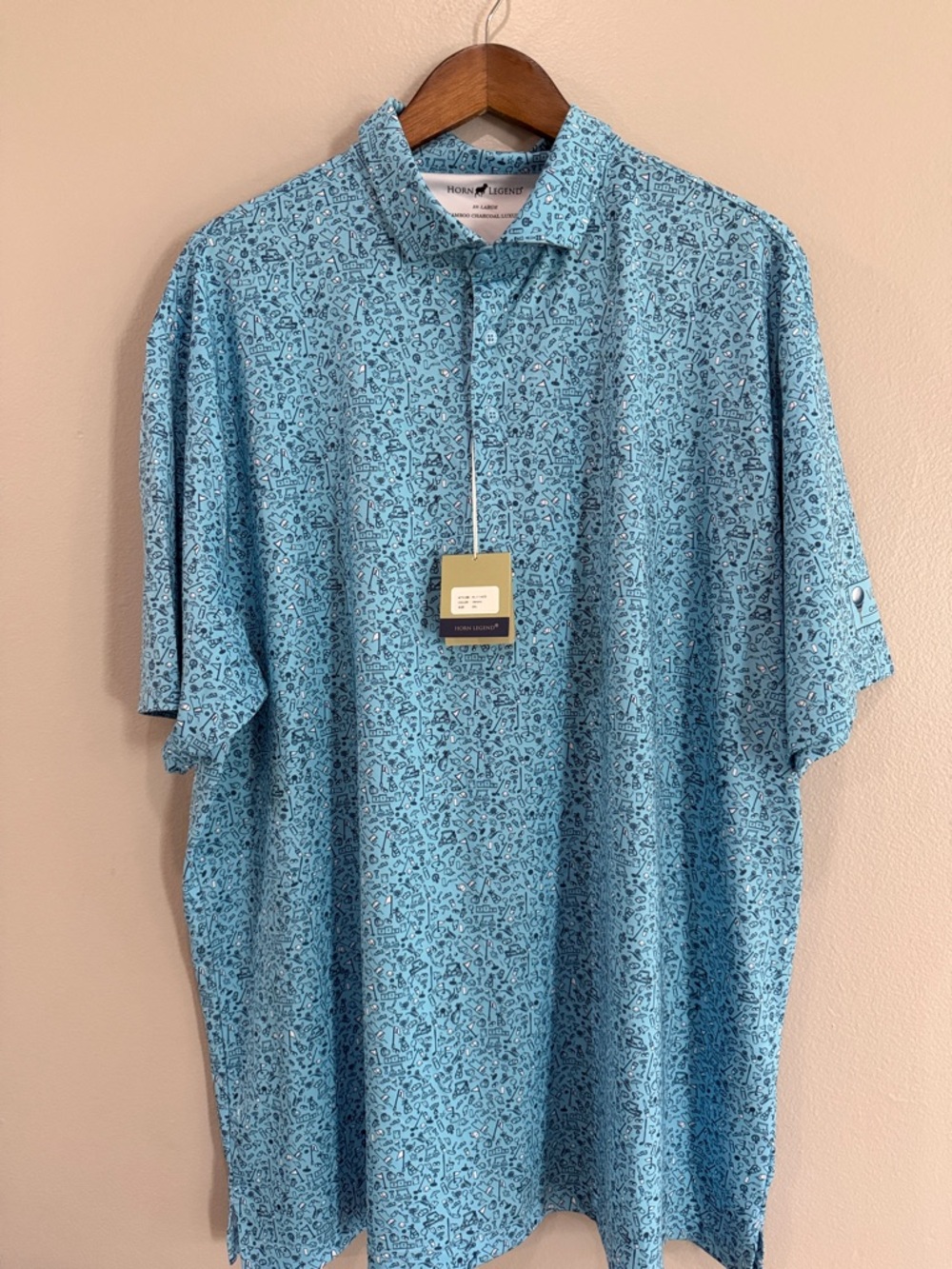 NWT ⛳️ Horn Legend - Mulligan Performance Polo Golf Print  size XXL